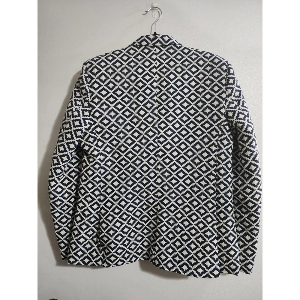 Elie Balleh Milano Italy Urben Blazer Mens M 38-40 Navy Geometric UEBBW2061-1 - Picture 3 of 9